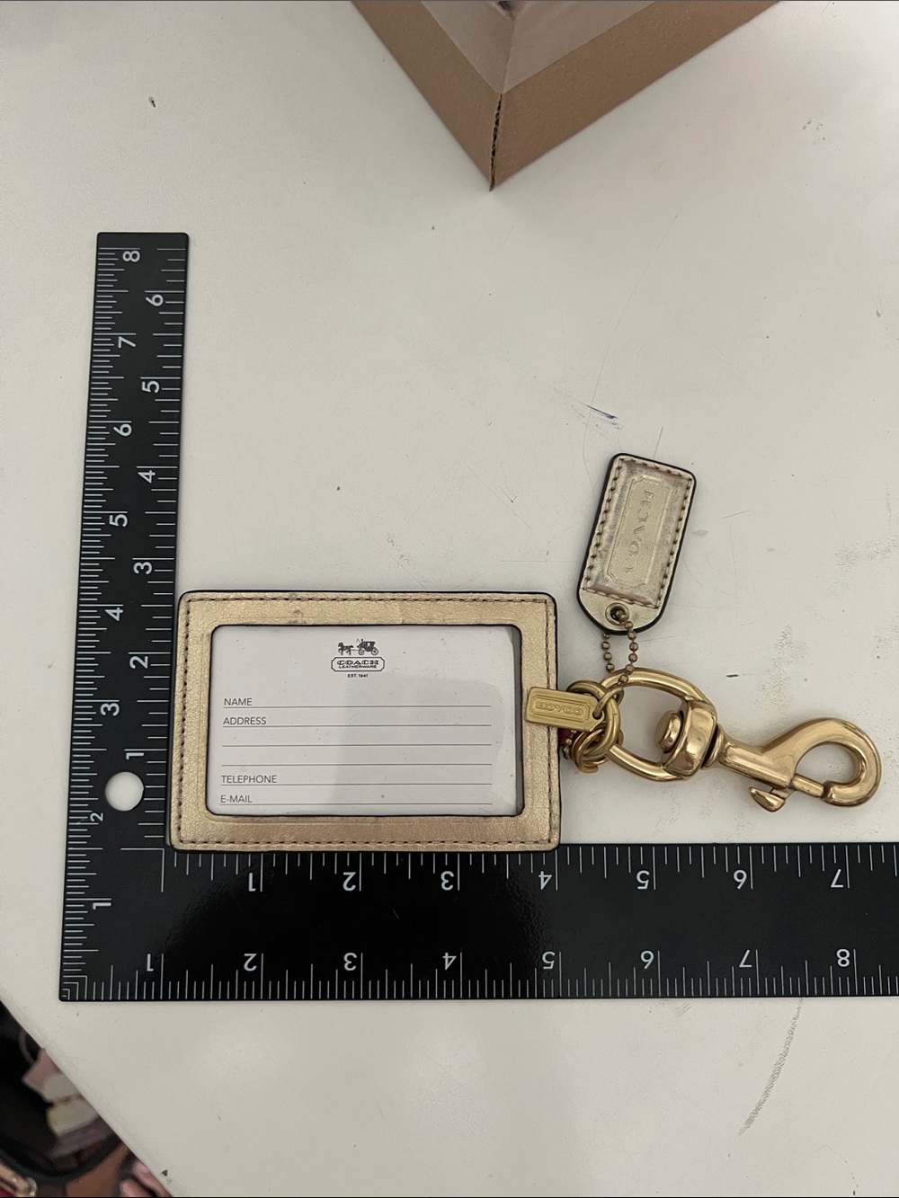 Coach Rare Legacy Striped Card Holder Key Fob with Gold Hardware - Picture 9 of 10